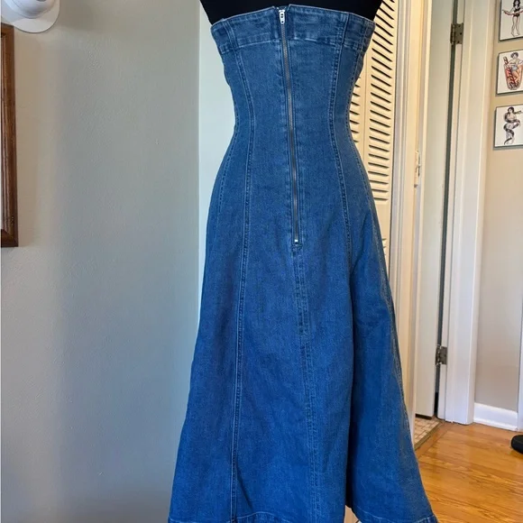 GAP Blue Strapless Denim Dress - Picture 3 of 4